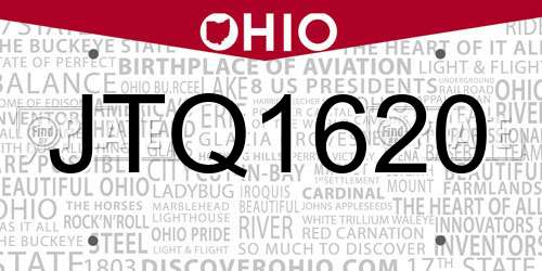 JTQ1620 Ohio License Plate