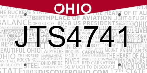 JTS4741 Ohio License Plate