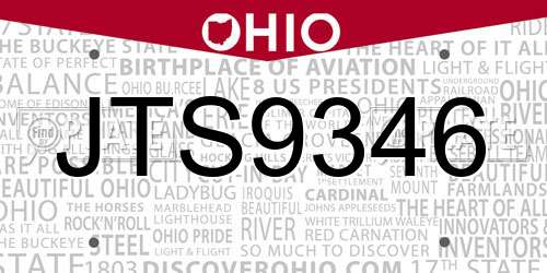 JTS9346 Ohio License Plate