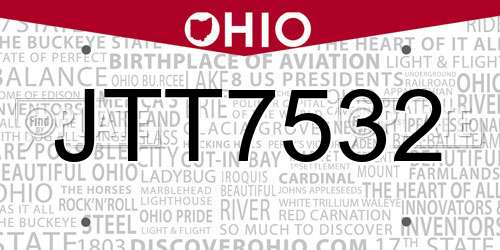 JTT7532 Ohio License Plate