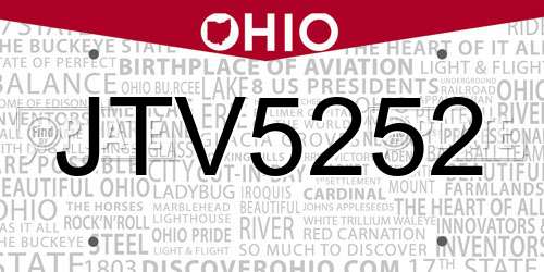 JTV5252 Ohio License Plate