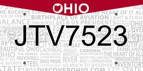 JTV7523 Ohio License Plate