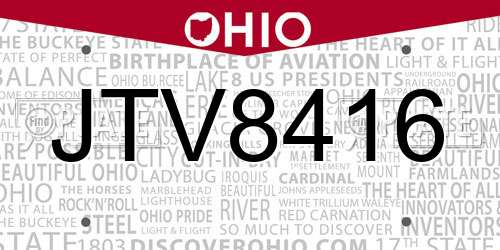 JTV8416 Ohio License Plate