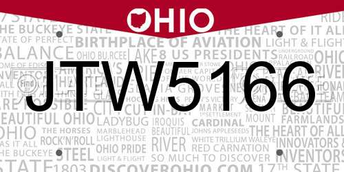 JTW5166 Ohio License Plate