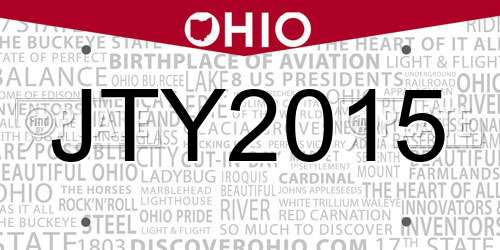 JTY2015 Ohio License Plate