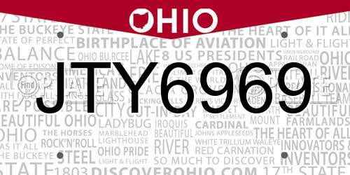 JTY6969 Ohio License Plate