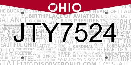 JTY7524 Ohio License Plate