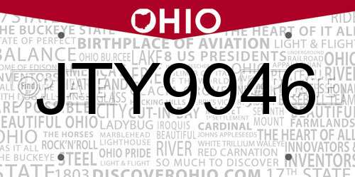 JTY9946 Ohio License Plate