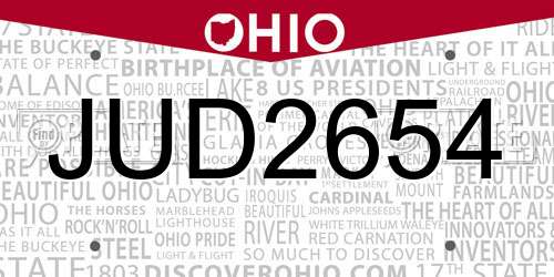 JUD2654 Ohio License Plate