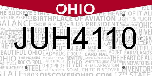 JUH4110 Ohio License Plate
