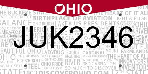 JUK2346 Ohio License Plate