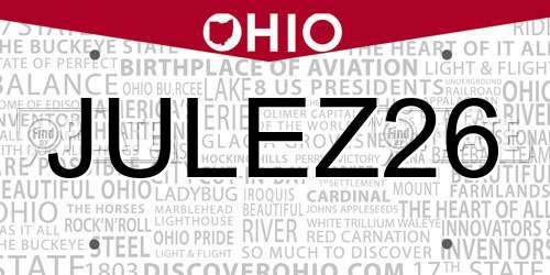 JULEZ26 Ohio License Plate