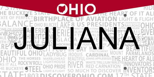 JULIANA Ohio License Plate