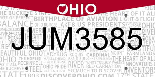 JUM3585 Ohio License Plate