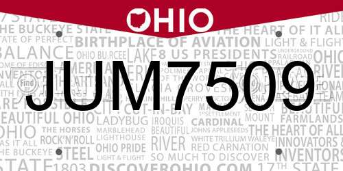 JUM7509 Ohio License Plate