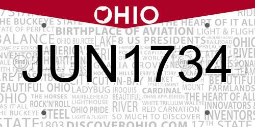 JUN1734 Ohio License Plate