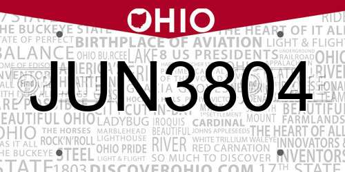 JUN3804 Ohio License Plate