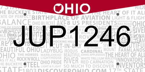 JUP1246 Ohio License Plate