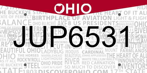 JUP6531 Ohio License Plate