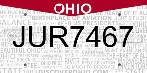 JUR7467 Ohio License Plate