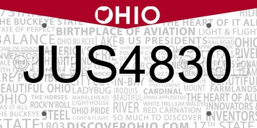 JUS4830 Ohio License Plate