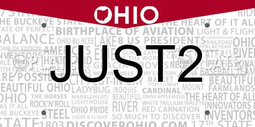 JUST2 Ohio License Plate