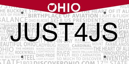 JUST4JS Ohio License Plate