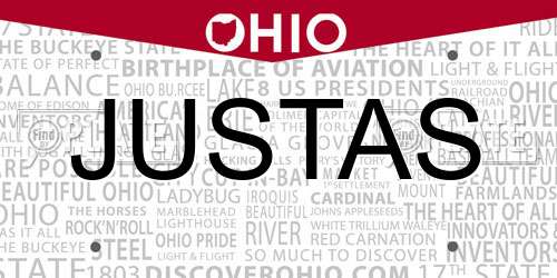 JUSTAS Ohio License Plate