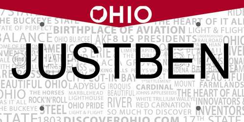 JUSTBEN Ohio License Plate