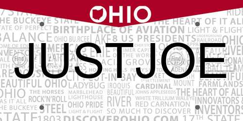 JUSTJOE Ohio License Plate