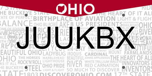 JUUKBX Ohio License Plate