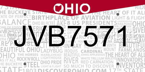 JVB7571 Ohio License Plate