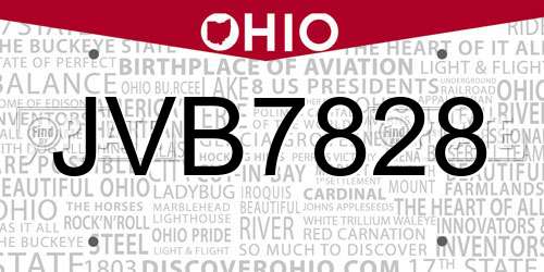 JVB7828 Ohio License Plate