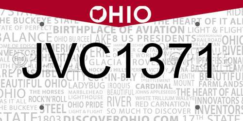 JVC1371 Ohio License Plate