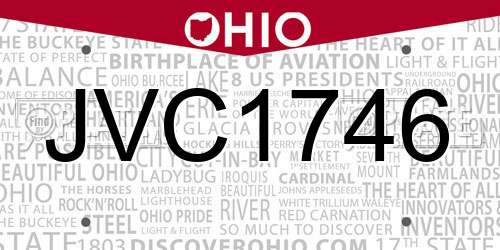 JVC1746 Ohio License Plate