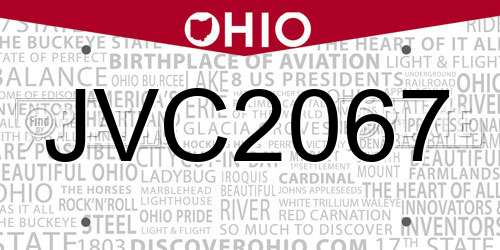 JVC2067 Ohio License Plate