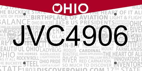 JVC4906 Ohio License Plate