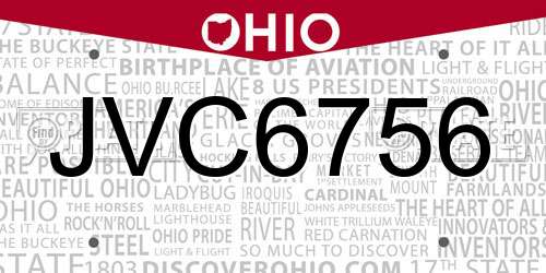 JVC6756 Ohio License Plate