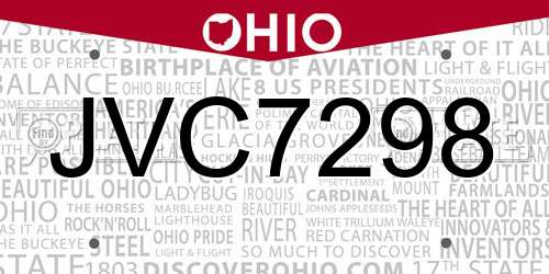 JVC7298 Ohio License Plate