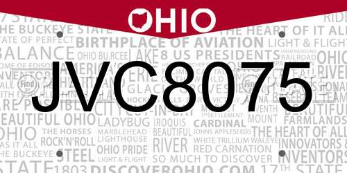 JVC8075 Ohio License Plate