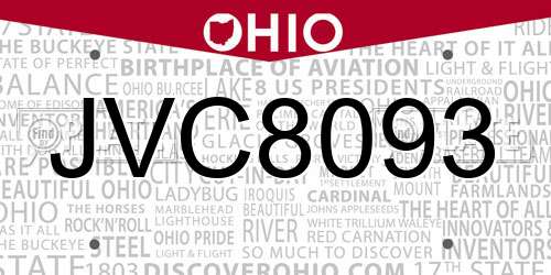 JVC8093 Ohio License Plate