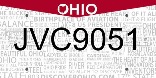 JVC9051 Ohio License Plate