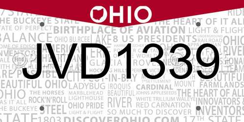 JVD1339 Ohio License Plate
