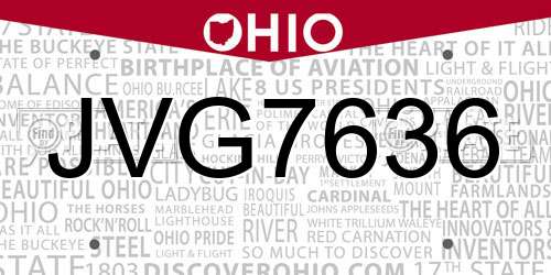 JVG7636 Ohio License Plate