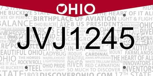 JVJ1245 Ohio License Plate