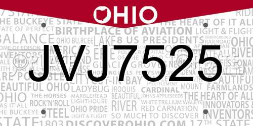 JVJ7525 Ohio License Plate