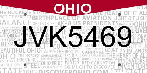 JVK5469 Ohio License Plate