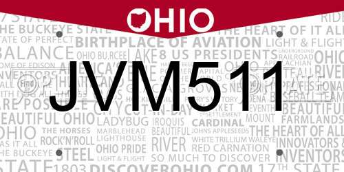 JVM511 Ohio License Plate