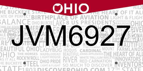 JVM6927 Ohio License Plate