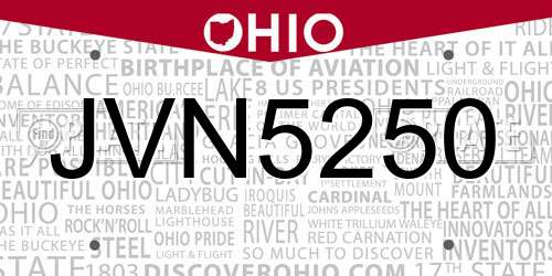 JVN5250 Ohio License Plate